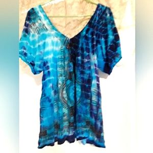 Greater Good, Women's Peasant Top, Blue, Size M/L